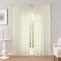 OWENIE Sheer Curtains 84 Inches Long 2 Panels Set, Sheer Cream Curtains by OWENIE