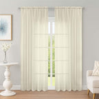 OWENIE Sheer Curtains 84 Inches Long 2 Panels Set, Sheer Cream Curtains by OWENIE