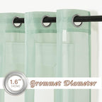 NICETOWN Sage Green Sheer 120 inch Long Curtains Voile Textured, Grommet Soft - Image 2