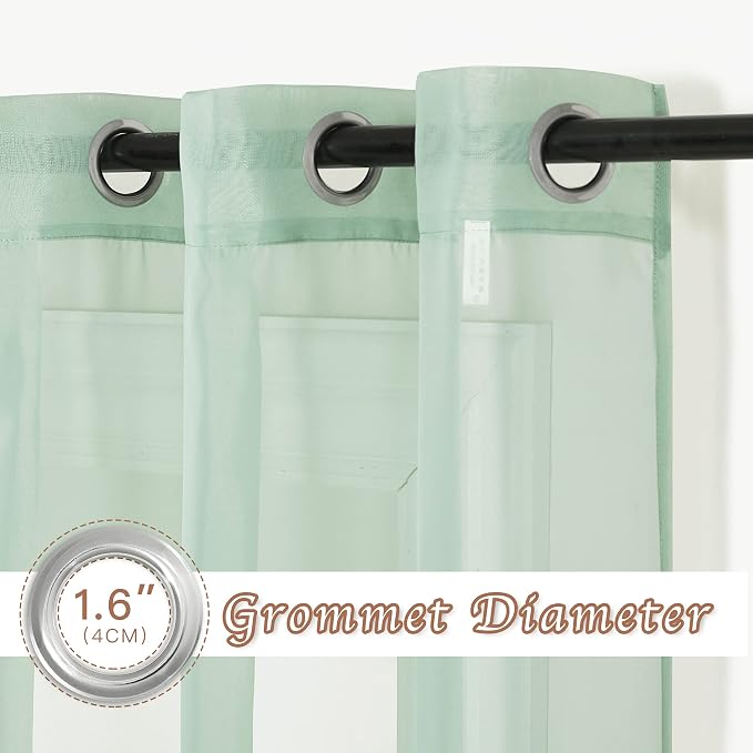 NICETOWN Sheer Sage Green Curtains - Image 2