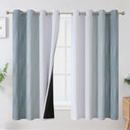 Estelar Textiler Stone Blue and Greyish White Blackout Curtains 63 Inch Length by ESTELARTEXTILER