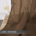 Tollpiz Short Sheer Curtains Linen Textured Bedroom Curtain Sheers Light - Image 2