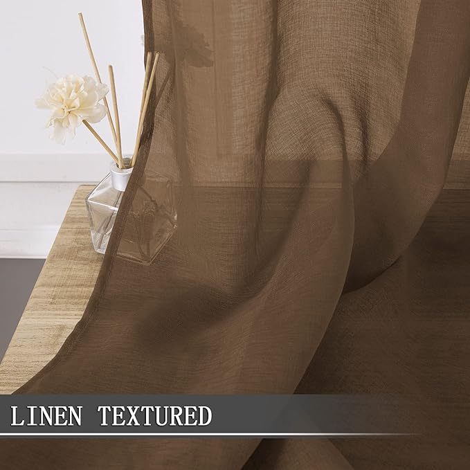 Tollpiz Sheer Tier Curtains Kitchen Linen Textured Half Curtain Sheers Light - Image 2