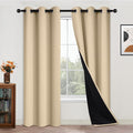 Yakamok Beige 100% Blackout Curtains, Thermal Insulated Total Blackout Drapes by Yakamok