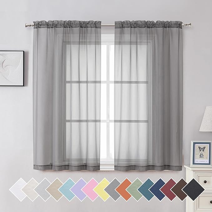 Aiyufeng Basic Rod Pocket Sheer Voile Window Curtain Panels White 1 Pair 2 by Aiyufeng