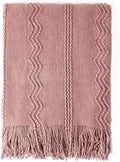 BOURINA Coral Pink Throw Blanket 50 x90 Inches Textured Solid Soft Sofa Throw by BOURINA