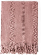 BOURINA Coral Pink Throw Blanket 50 x90 Inches Textured Solid Soft Sofa Throw by BOURINA