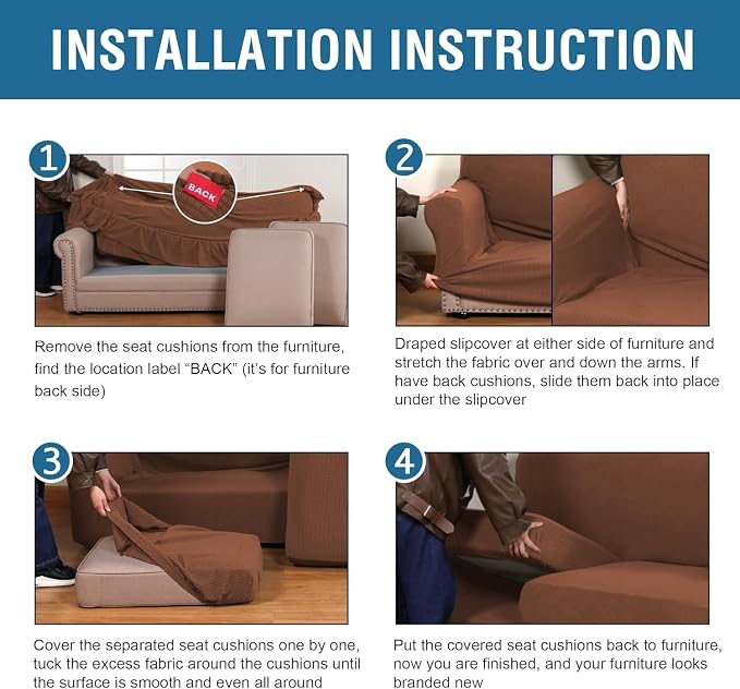 H.VERSAILTEX 4 Piece Stretch Sofa Covers - Image 6