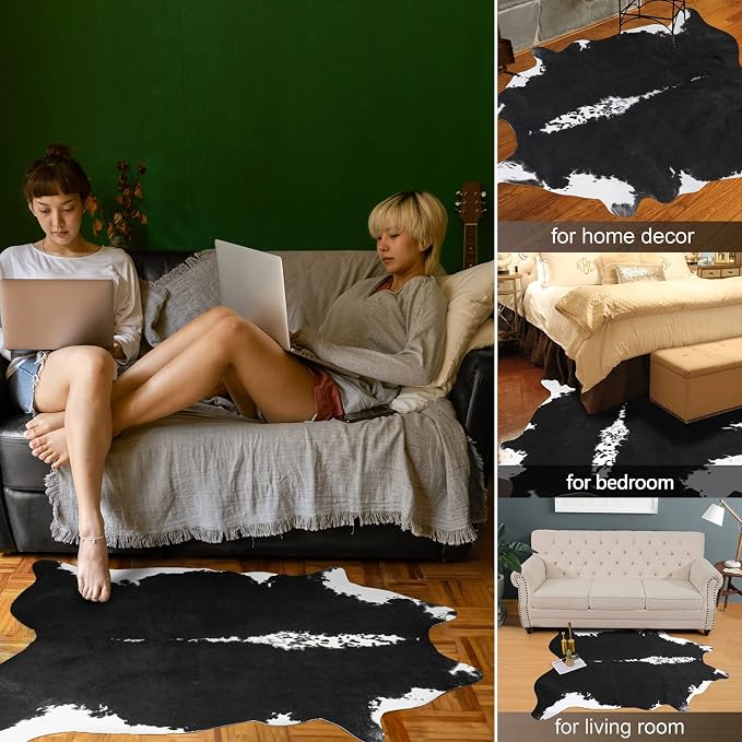 AROGAN Oversized Faux Cow Hides and Skins Rug-5.2 × 6.2 Feet Cow Print Area Rugs - Image 2