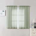 OVZME 2 Panels Sheer Sage Green Curtains 54 Inches Length Window Treatment by OVZME