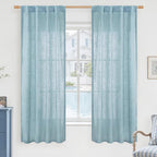 LAMIT Stone Blue Semi Sheer Window Linen Curtains 63 Inch Length, Light by LAMIT