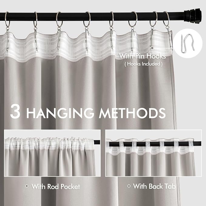 MIULEE Stone Back Tab Blackout Curtains 84 Inch Length 2 Panels Set - Image 4