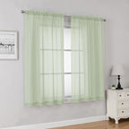 Lecloud Light Green Sheer Curtains 63 Inch Length 2 Panels Set, Elegant Voile - Image 8