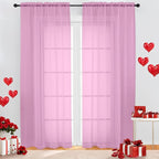 OWENIE Sheer Pink Curtains, Sheer Curtains 84 inch Length 2 Panels Set by OWENIE