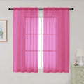 Hot Pink Sheer Curtains for Bedroom Living Room 54 Inch Length 2 Panels Set by WelvetBLK