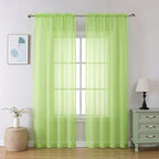 Aiyufeng Lime Sheer Curtains 84 Inches Long 2 Panels Set by Aiyufeng