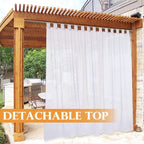 RYB HOME Outdoor Curtains White Sheer Drapes, Detachable Tab Top Easy Hanging - Image 2