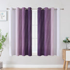 Estelar Textiler Purple and Greyish White Blackout Curtains 45 Inch Length - Image 2