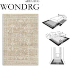 2x8 Washable Runner Rug for Hallway Kitchen Vintage Beige Non Slip Low Pile - Image 2