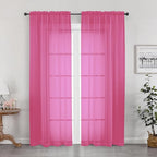 OWENIE Hot Pink Sheer Curtains 84 Inches Long by OWENIE