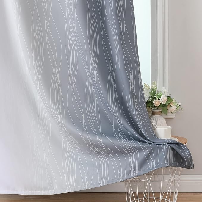 Estelar Textiler Grey and Grayish White Blackout Curtains 108 Inches Long - Image 6