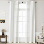 Linen Off White Curtains 135 inch Extra Long by Nanspring