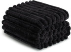 Exclusivo Mezcla Queen Size Flannel Fleece Blanket, Super Soft Striped Jacquard - Image 6