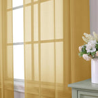 Aiyufeng Gold Sheer Curtain 96 Inches Long 2 Panels Set, Light Filtering Gold - Image 2