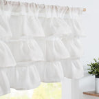 jinchan Ruffled Valance Curtain Slubbed Crossed Kitchen Valance Vintage by JINCHAN