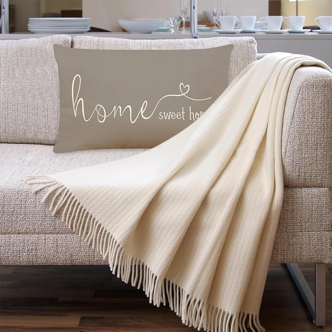 MFGNEH Home Sweet Home Quotes Farmhouse Pillow Covers, 12x20 Inch, Decorative - Image 2