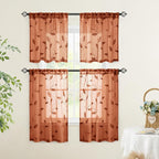 HOMEIDEAS Fall Burnt Orange Sheer Kitchen Curtains 30 X 36 Inch Length 2 Panels - Image 5