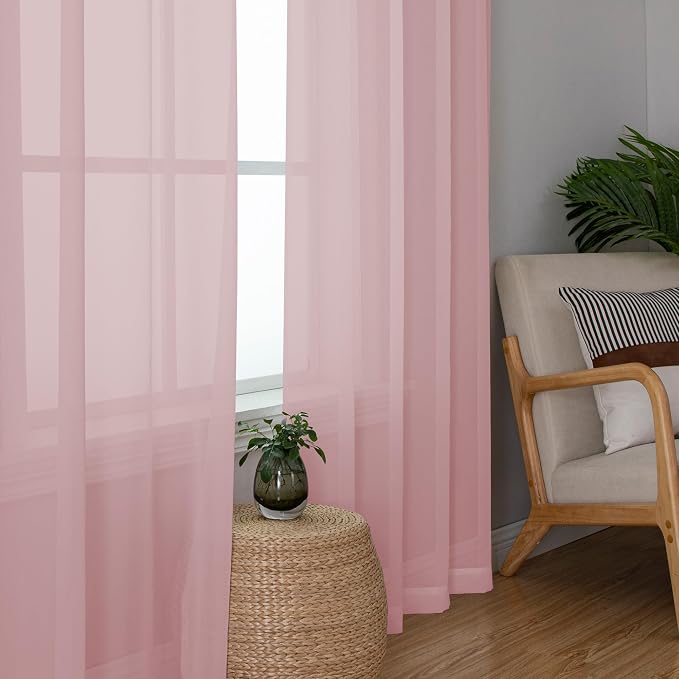 Chyhomenyc Sheer Curtains 45 Inch Long 2 Panels, Short Voile Drapes - Image 8