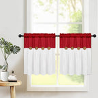 FRAMICS Farmhouse Kitchen Curtains 24 Inch Length, Rustic Cotton Linen Tier by FRAMICS