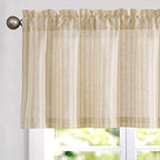 jinchan Valance Curtain Linen Textured Striped Window Curtain by JINCHAN