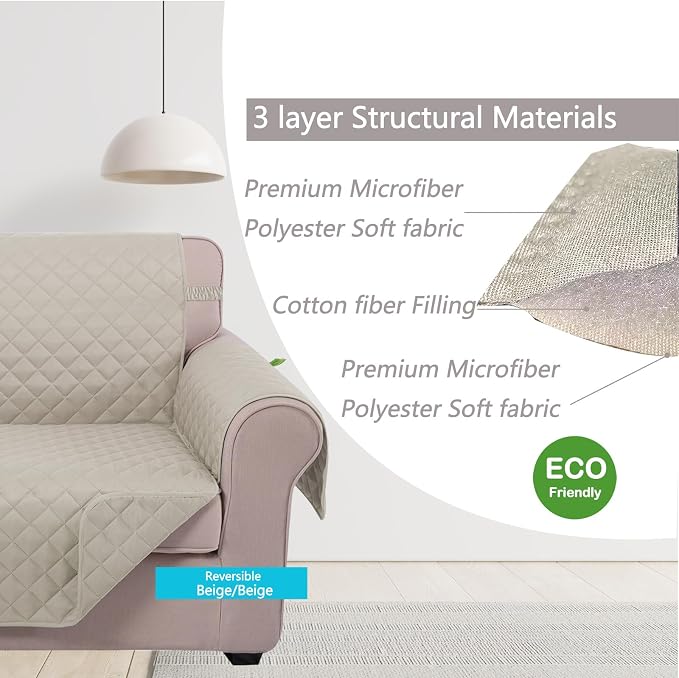 U-NICE HOME Reversible Oversized Chair Covers Quilted Water Repellent Pet - Image 5