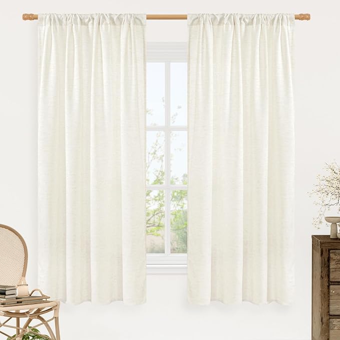 LAMIT Natural Linen Curtains 63 Inch Length by LAMIT