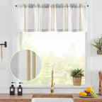 jinchan Striped Valance Farmhouse Window Treatment Linen Textured Drapes - Image 9