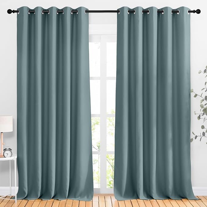 NICETOWN Room Darkening 118 inch Long Curtains, Grommet Thermal Drapes Weighted by NICETOWN