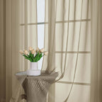 OWENIE Extra Long Taupe Sheer Curtains 96 Inches Long 2 Panels Set, Soft - Image 6