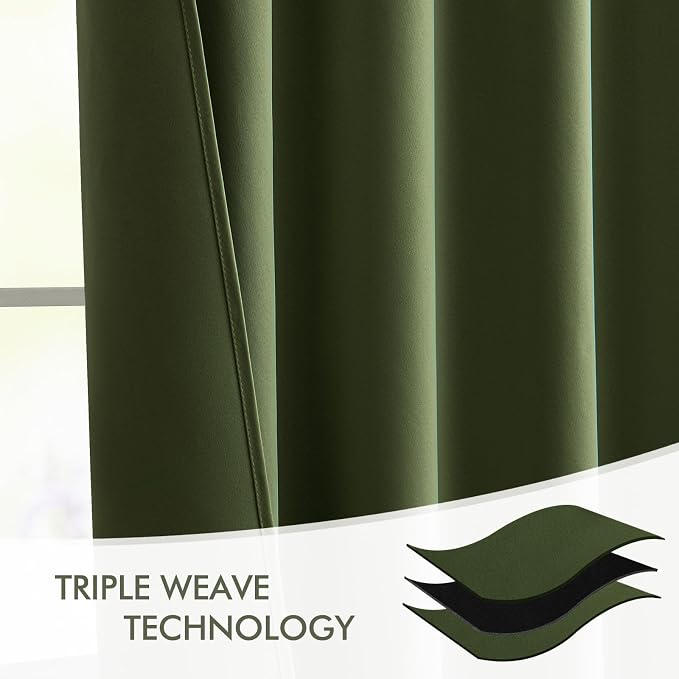 MIULEE Olive Green Back Tab Blackout Curtains 90 Inches Long 2 Panels Set - Image 7