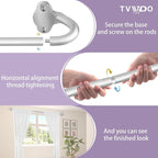 TVWOO Silver Wrap Around Curtain Rods:5/8 In Blackout Adjustable Window Curtain - Image 9