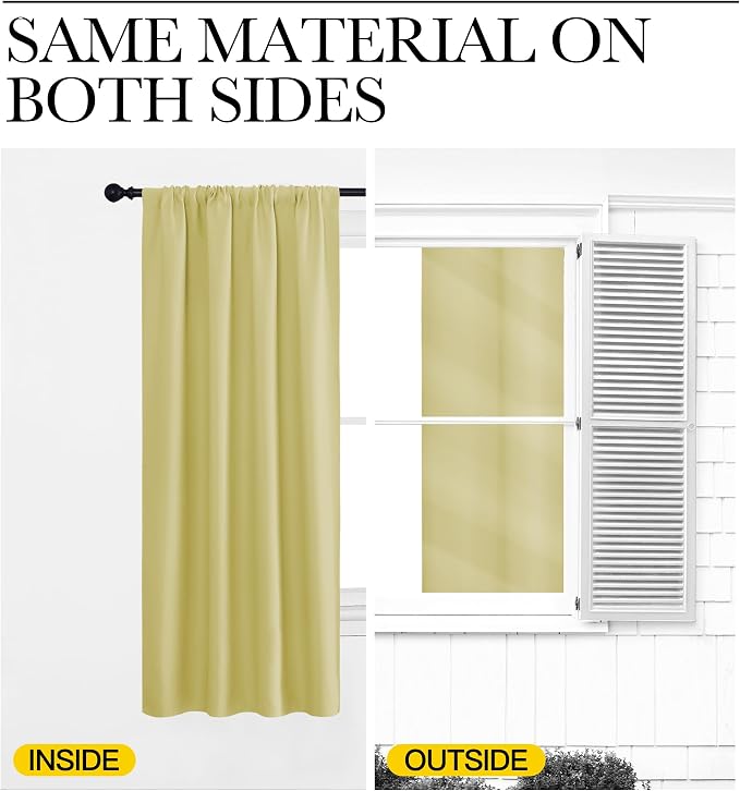 NICETOWN Blackout Curtains for Bedroom, Paler Yellow, 1 Pair, 70 by 63-inch - Image 5