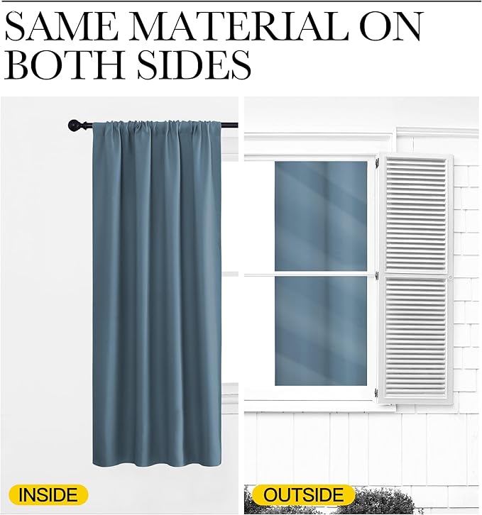 NICETOWN 2 Panels Blackout Curtains, Rod Pocket Thermal Insulated Curtains - Image 6
