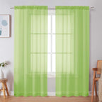 Simplebrand Lime Sheer Curtains 96 Inches Long, Light Filtering Rod Pocket - Image 3