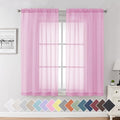 Aiyufeng Pink Sheer Curtains 54 inch Length Living Room Short Voile Drapes by Aiyufeng