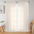 Cream Sheer Curtains 84 Inches Long 2 Panels Set by WelvetBLK