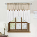 FRAMICS Farmhouse Swag Curtain, Boho Cotton Linen Valance Curtain, Rustic - Image 7