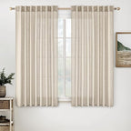 MIULEE Beige Linen Curtains 54 Inch Length 2 Panels by MIULEE