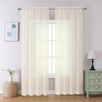 Aiyufeng Cream Sheer Curtains 84 Inches Long 2 Panels Set by Aiyufeng