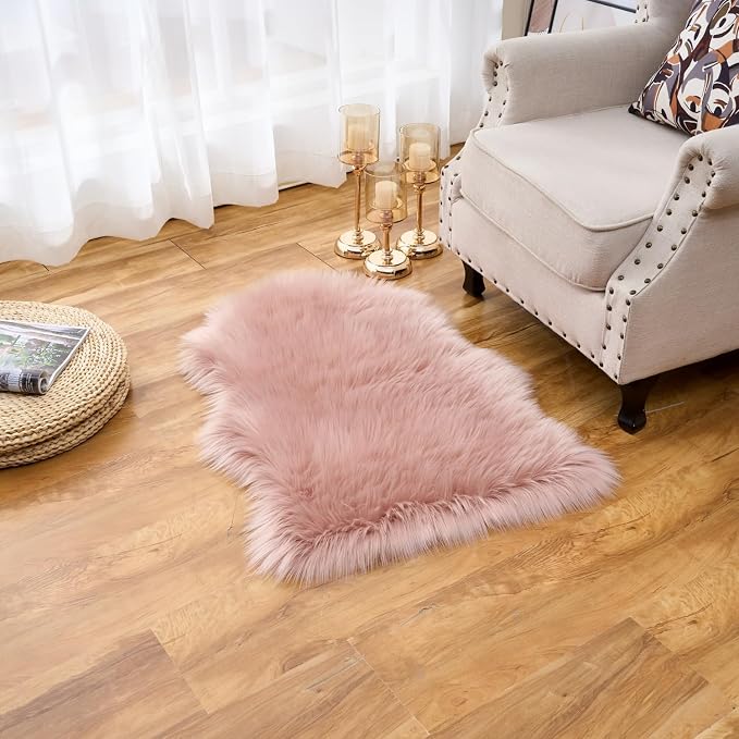 EasyJoy Ultra Soft Fluffy Shaggy Area Rug Faux Fur Rug Chair Cover Seat Pad - Image 3